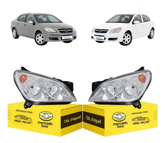 Par Farol Chevrolet Vectra 2006 2007 2008 Cromado Novo Ambos Lados