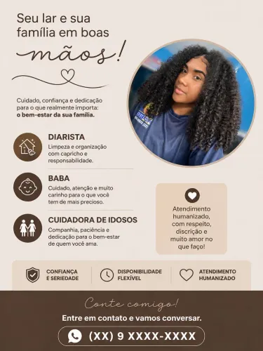 Diarista, babá e cuidadora de idosos 