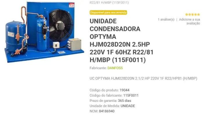 Unidade Condessadora Danfoss HJM 028D20N