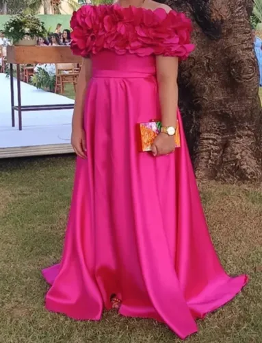 Vestido de festa rosa alfaiataria 2 em 1 casamento, formatura, 15 anos, madrinha