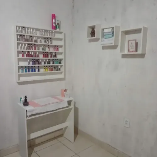 Mesinha e Expositor de esmalte Manicure Salão de beleza madeira nail bar (Branco)