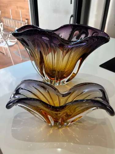 Centro de mesa de cristal Murano - 2 peças