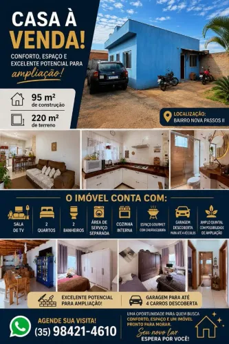 Casa a venda em Passos no bairro mais bem valorizado da cidade e em grande ascensão.