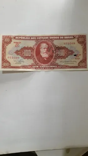 Cedula antiga 100 cruzeiros flor de estampa 