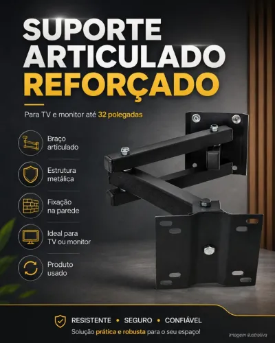 Suporte Articulado Reforçado para TV e Monitor até 32 Polegadas