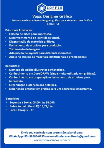VAGA PARA PACAJUS E HORIZONTE