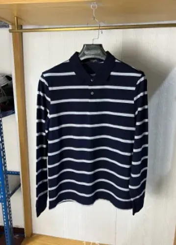 Camisa Polo listrada manga longa