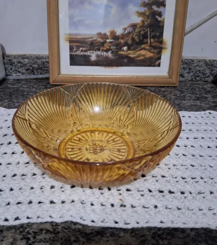 Tigela de vidro Vintage Âmbar