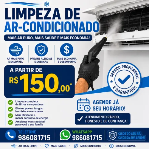 Limpeza / higienização de ar-condicionado 