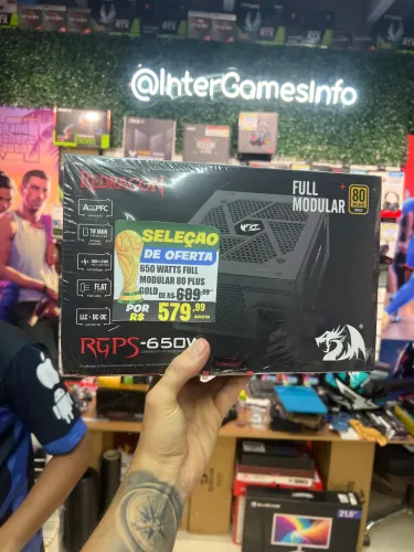 Fonte Redragon, 650W, 80 Plus Gold, PFC Ativo, Full Modular - RGPS-650W