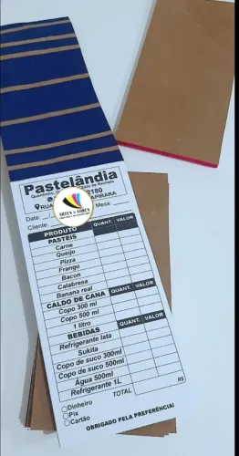 Blocos de pedidos ,  comandas e  recibos 