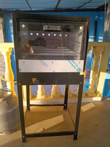 Forno A Gás Com Cavalete 60 Litros Industrial Potente Cristal Aço + Economico Tampa Vidro