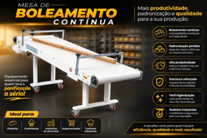 Mesa de Boleamento Contínua Industrial | Alta Produção | Seminova