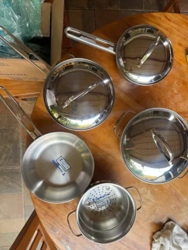 Jogo Panelas de Aco Inox Inducao Tramontina 5 Pecas Allagra