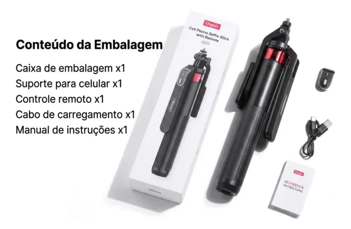 Selfie Stick Ulanzi Ma09 Bluetooth Controle Remoto Gopro