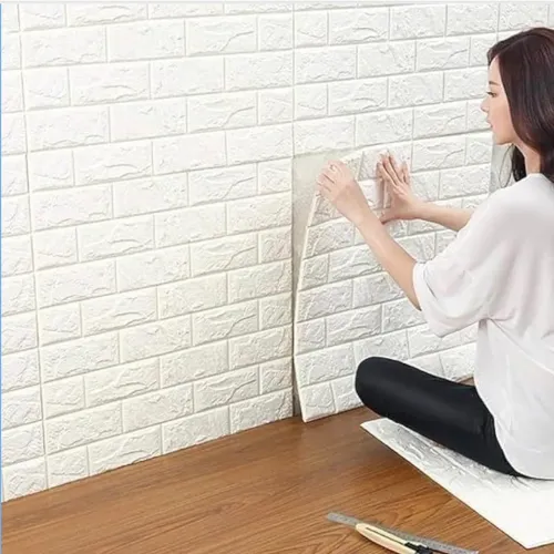 Painel 3D auto adesivo tijolo branco 70x76cm