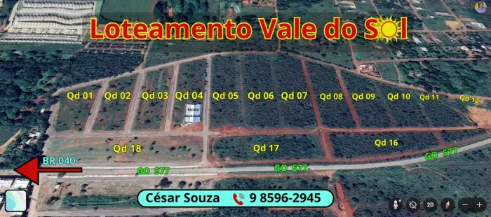 Lotes de 360 m² no Vale do Sol em Valparaíso de Goiás, com prestações baixas