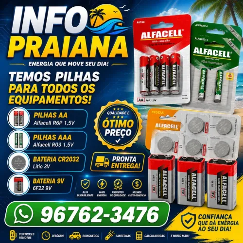 Pilhas AAA, AA, 9v etc...