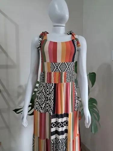 Vestido longo em viscose