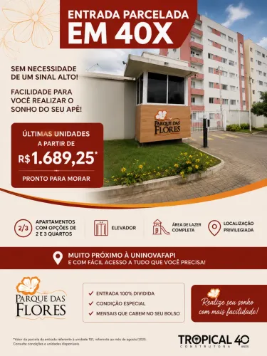 Apartamento pronto 60m² | Entrada em 40x de R$ 1.689,25