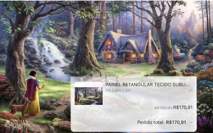 Kit Festa Branca de Neve - Painel Grande em Tecido (3x2,5m) + Displays de Chão