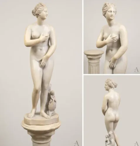 Estátua Vênus de Médici em Pedra com Pedestal - Escultura Clássica Exclusiva
