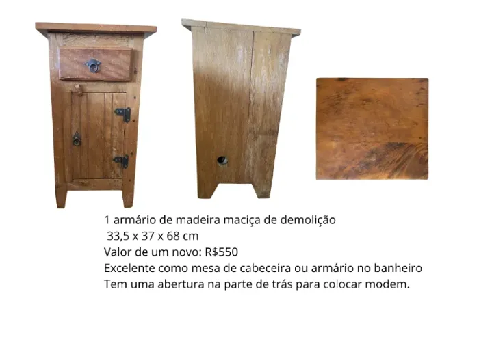 Armário de madeira maciça de demolição