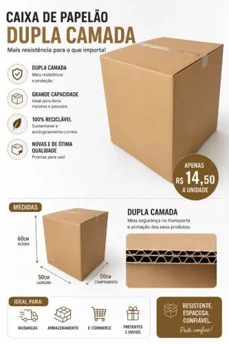 Caixa de Papelão Camada Dupla Nova Sem Marca 
