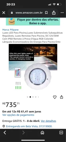 Luz LED RGB para Piscina com Controle Remoto ?