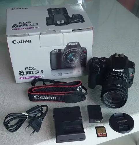Canon EOS Rebel SL3 + Lente 18-55mm + Cartão de memória