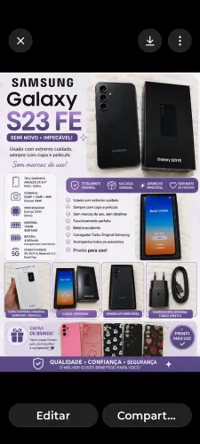 Samsung Galaxy S23 FE 128 GB - Semi Novo, Impecável