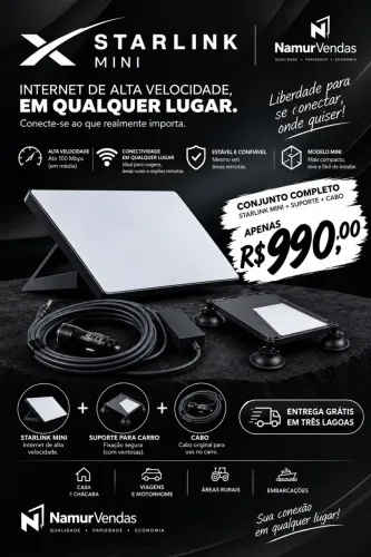 KIT STARLINK COMPLETO - CABO + SUPORTE | PRONTA ENTREGA EM TRÊS LAGOAS