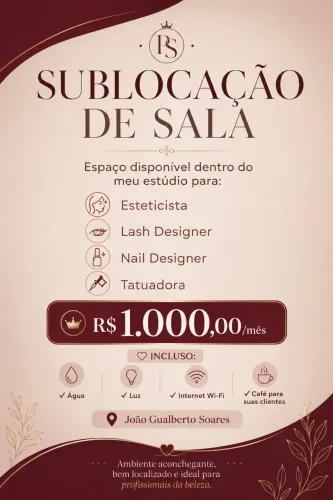 Sala para sublocação área da estética