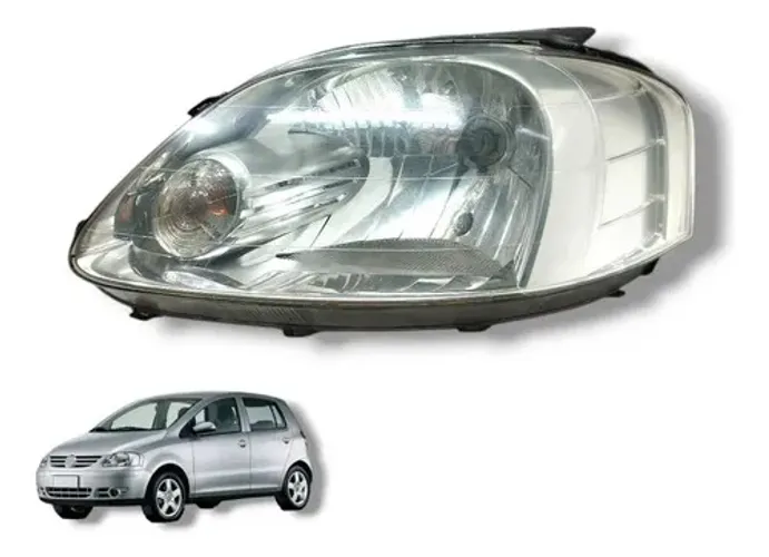 Farol Volkswagen Fox 2004 A 2008 Esquerdo Cromado  Esquerdo/motorista