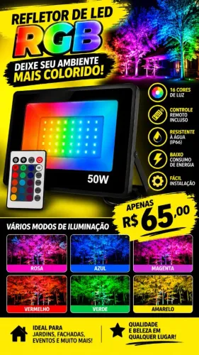 Refletor de Led RGB 50w