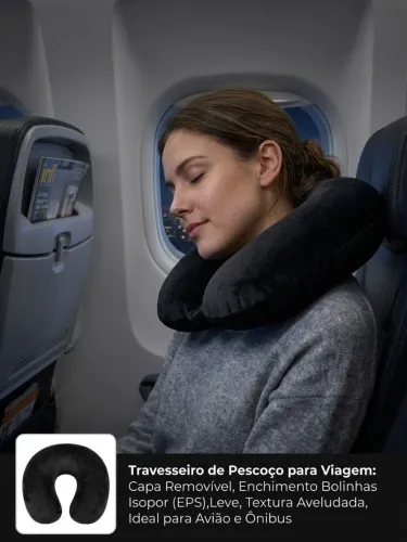 Travesseiro de pescoço pequeno preto