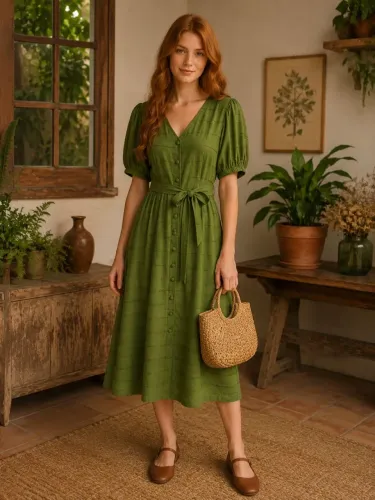 Vestido midi verde novo