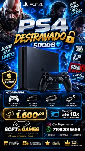 Ps4 Fat 500gb destravado aceito cartão loja física