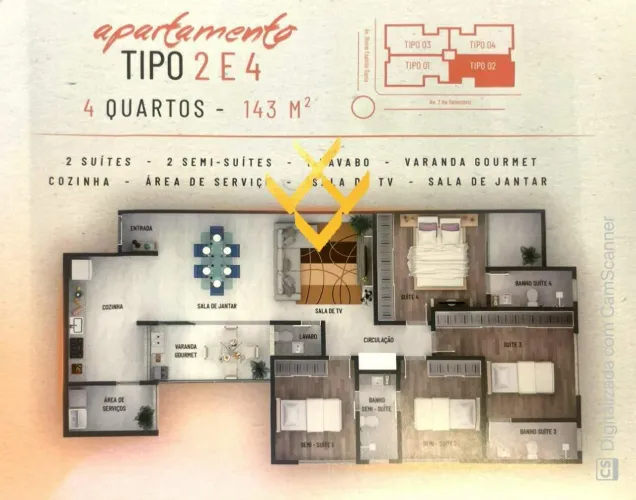 Apartamento residencial de 143 m² com 4 quartos no Centro de Divinópolis
