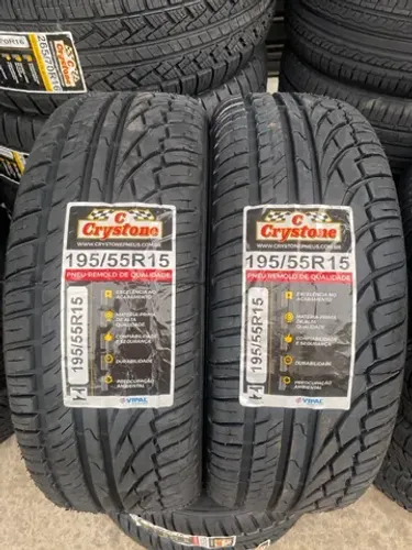 Par de pneus 195/55r15 remolde novo (borracha premium vipal)