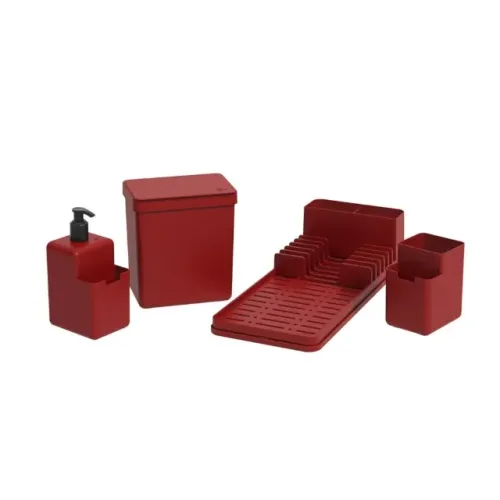 Kit brinox organize sua pia single vermelho