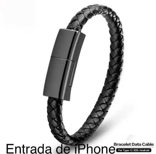 Pulseira Para IPhone de couro Pulso Unissex  20cm Carregue seu iPhone USB com Lightning 