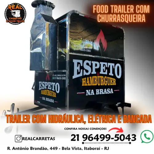 FOOD TRAILER HAMBURGER CHURRASCO - COM CHURRASQUEIRA