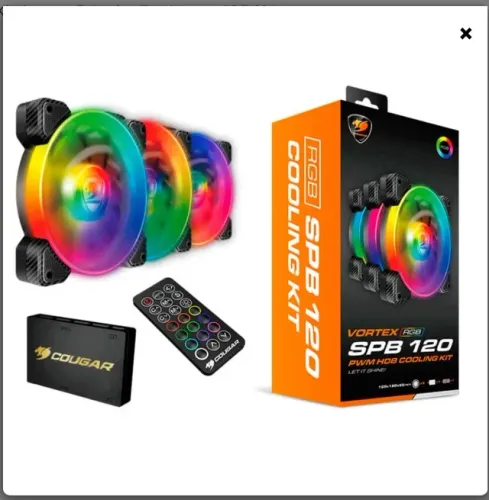 Kit Fan C/ 3 Unid. Cougar Vortex, Rgb, Spb, 120mm 3mspbkit Led Argb