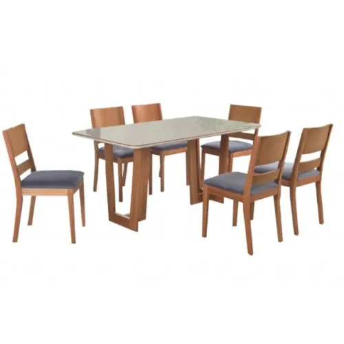 Mesa Alto Padrão 1,60 com 6 Cadeiras de Madeira Novo FRETE GRÁTIS