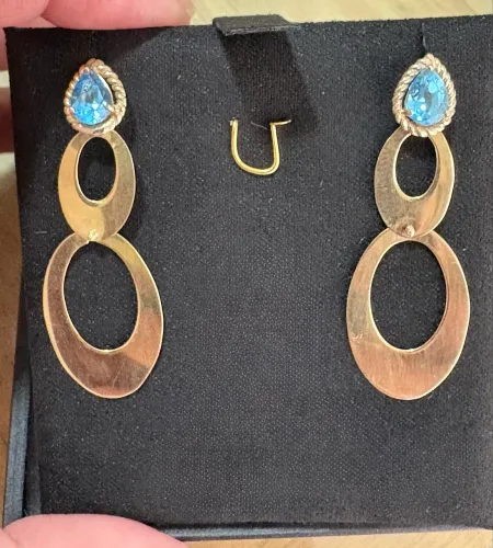 Brinco ouro 18k com topázio natural 