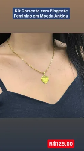 Colar Feminino em Moeda Antiga com Garantia Vitalícia na cor
