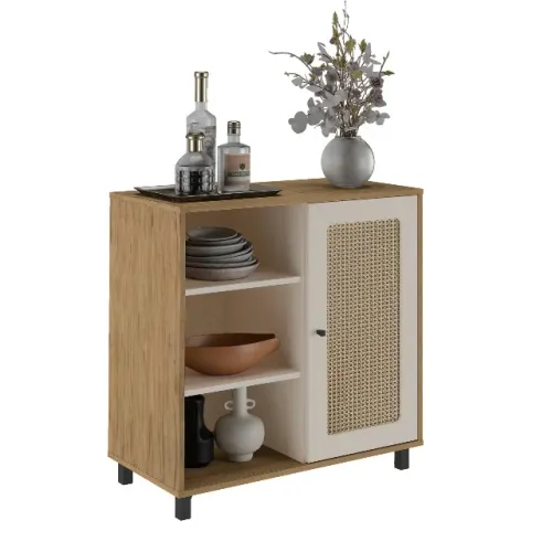 NOVO | Balcão Buffet Aparador Sala 80cm Carvalho - Fazemos Entrega