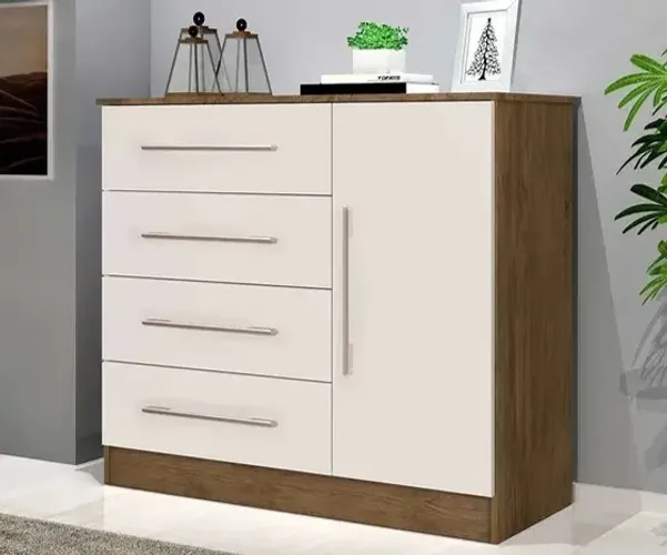 Cômoda Sapateira C/ 1 Porta e 4 Gavetas Malibu New