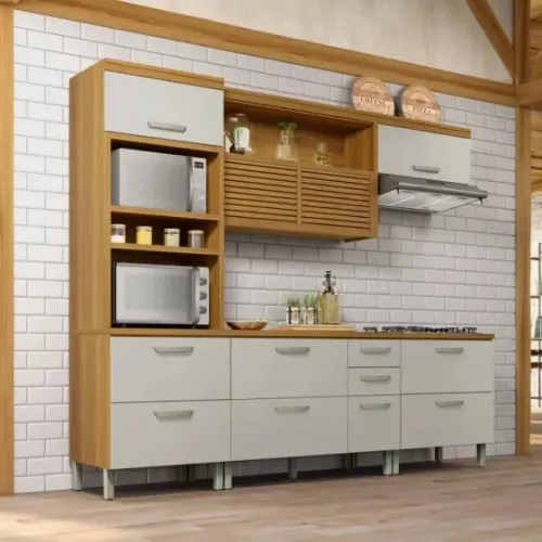 Armario de Cozinha Princesa Completa MDF 8 Portas 2 Gavetas Ripado - NOVO, DE FÁBRICA!